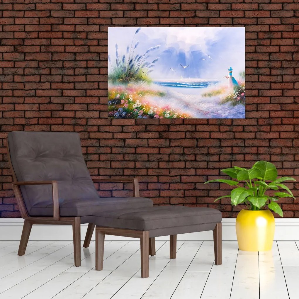 Tablou - Plaja romantică, pictură în ulei (90x60 cm)