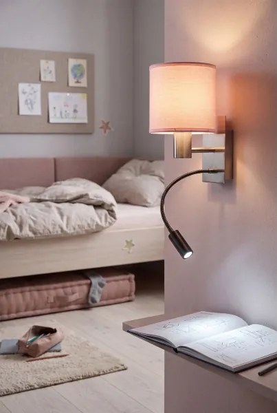 Brilagi - Lampă LED flexibilă BOBO 1xE27/25W/230V + LED/3W m. crom/roz