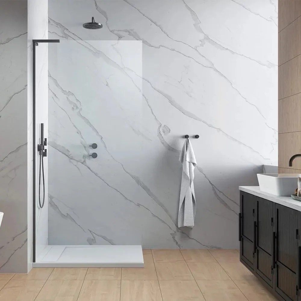 Paravan de dus tip Walk-in Radaway Modo SL II GunMetal periat-transparent 90 cm sticla securizata 8 mm stanga
