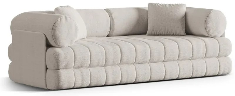 Canapea bej extensibilă cu tapițerie din țesătură bouclé 206 cm Kemi – Cosmopolitan Design