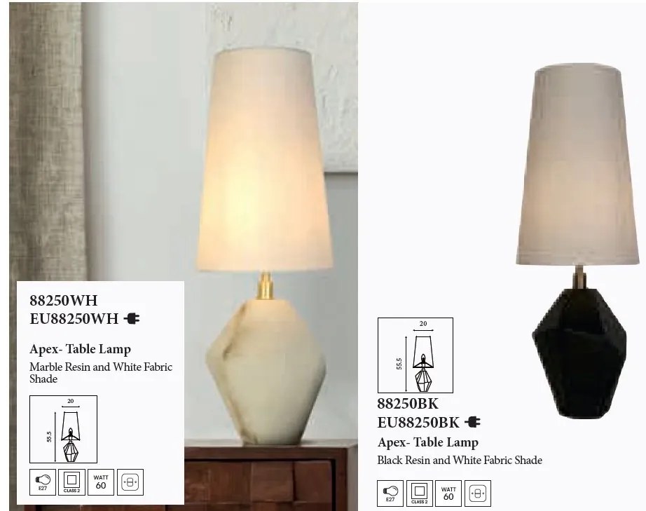 Veioza/Lampa de masa decorativa Apex alb