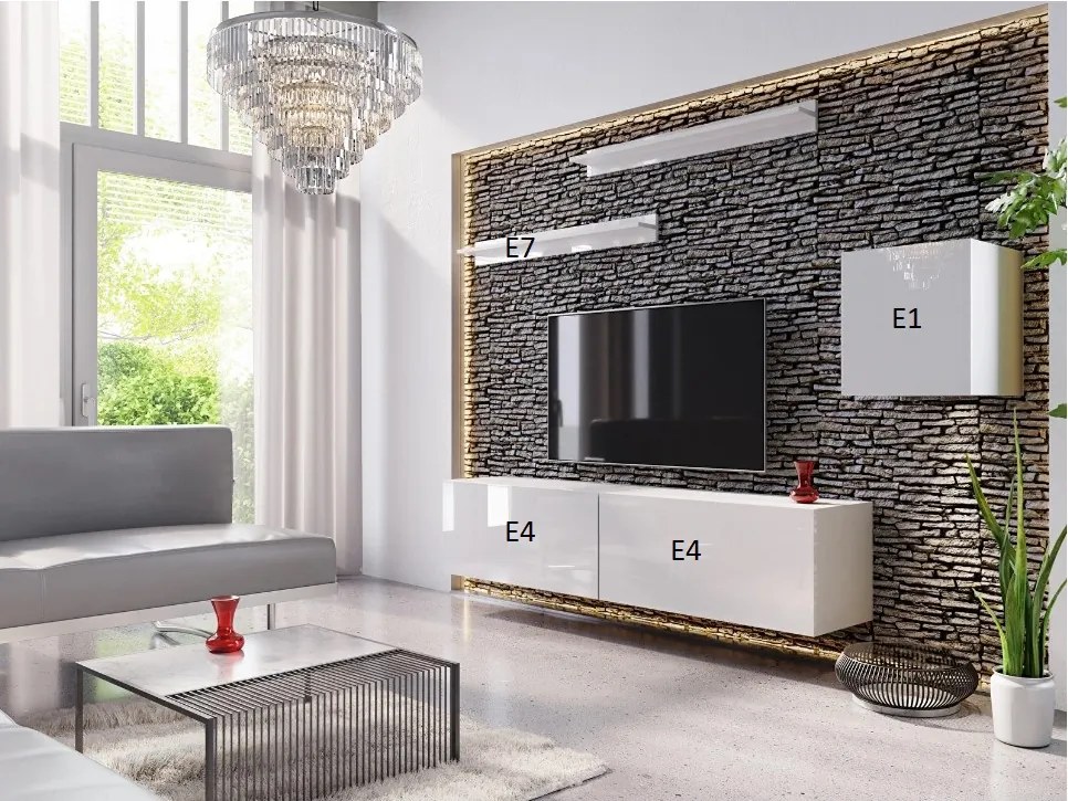 Mobilier camera de zi Dophia (alb + alb lucios). 1007707