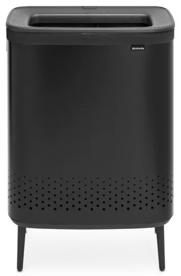 Cos de rufe Brabantia Bo 1004177, 2x45 L, Umplere fara deschidere, Orificii aerisire, Picioare reglabile, Negru