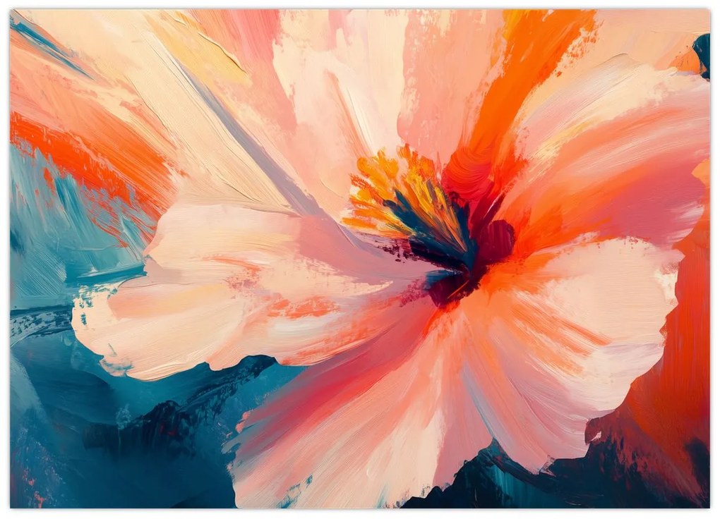 Tablou pe sticlă - Floare pictată (70x50 cm)