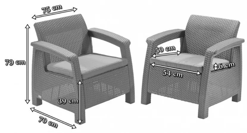 Set fotolii Corfu duo, culoare cappuccino, cu pernă nisip