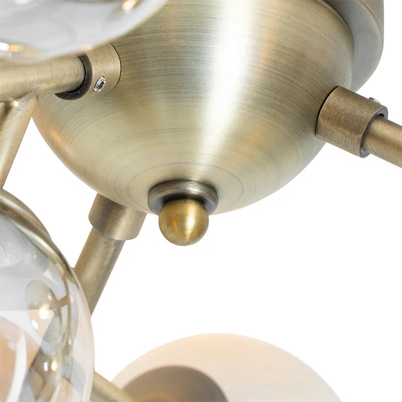 Plafonieră inteligentă bronz cu sticlă ambră 12 lumini incl. Zigbee G9 - Bianca