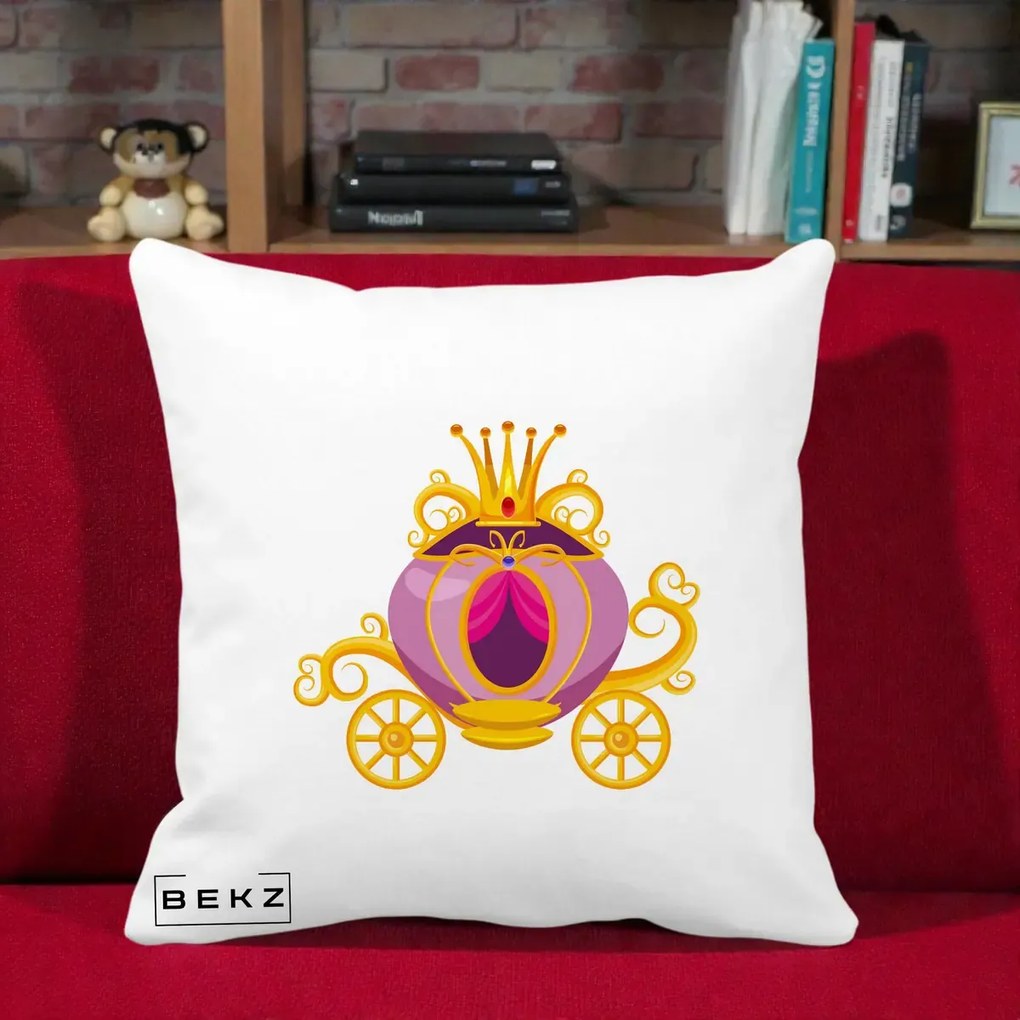 Perna Decorativa Trasura Regala Aurie, 40x40 cm, Alba Mata, Husa Detasabila, Perna Inclusa, BEKZ®