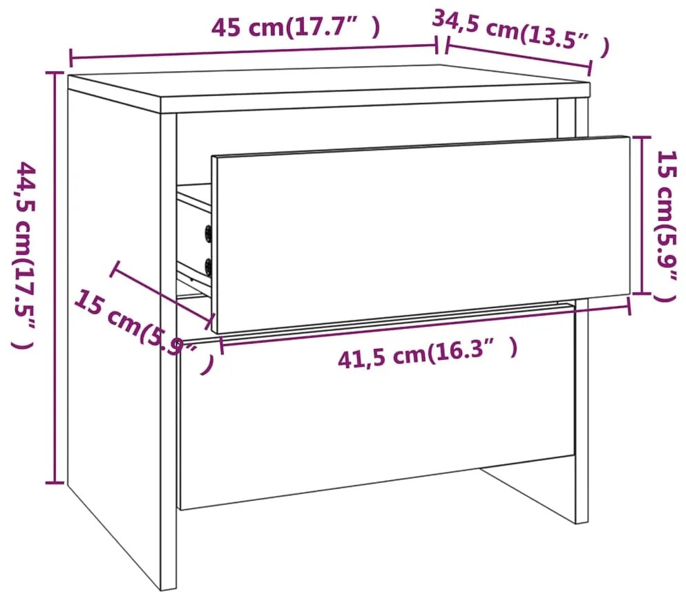 Noptiere, 2 buc., stejar sonoma, 45x34,5x44,5 cm, PAL 2, Stejar sonoma