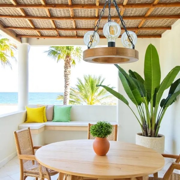 Lustră pe lanț IOS 3xE27/60W/230V d. 30 cm fag