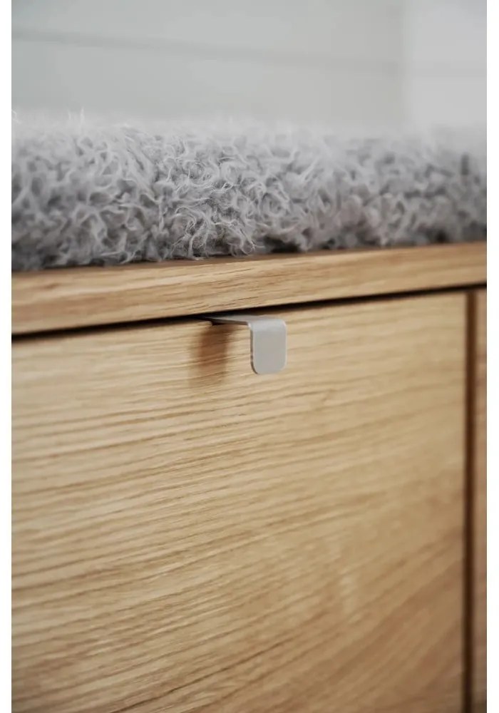 Pantofar gri/în culoare naturală cu bancă cu aspect de lemn de stejar Confetti – Rowico