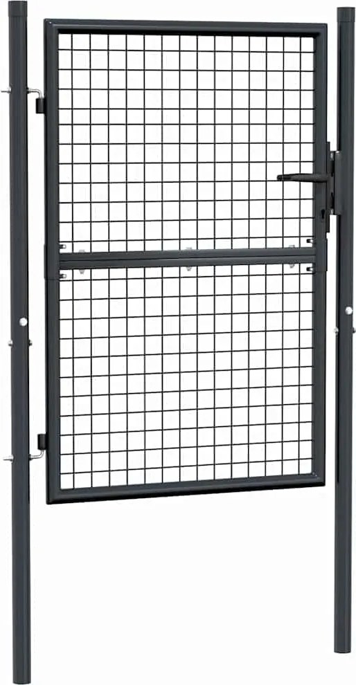vidaXL Poartă de grădină din plasă, oțel galvanizat, gri, 100x125 cm