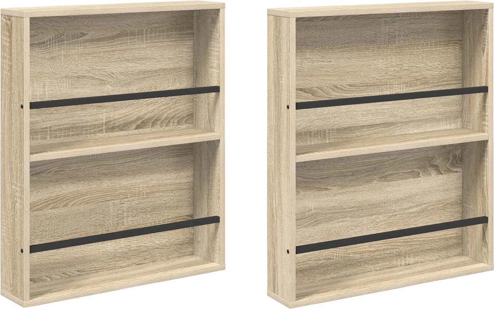 vidaXL Raft pentru reviste cu raft 2 pcs Stejar Sonoma 60 x 12 x 70 cm