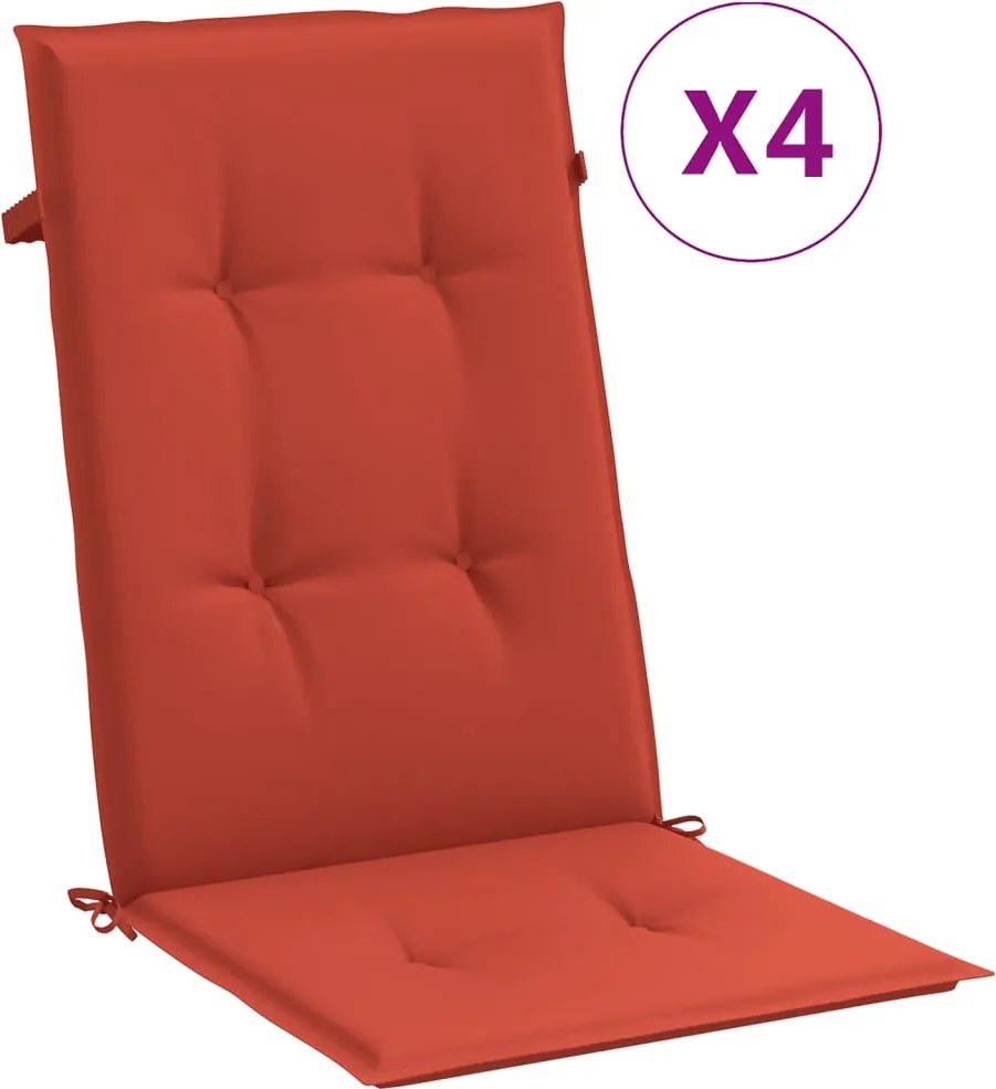 vidaXL Perne scaun spătar înalt, 4 buc. melanj roșu 120x50x4 cm textil