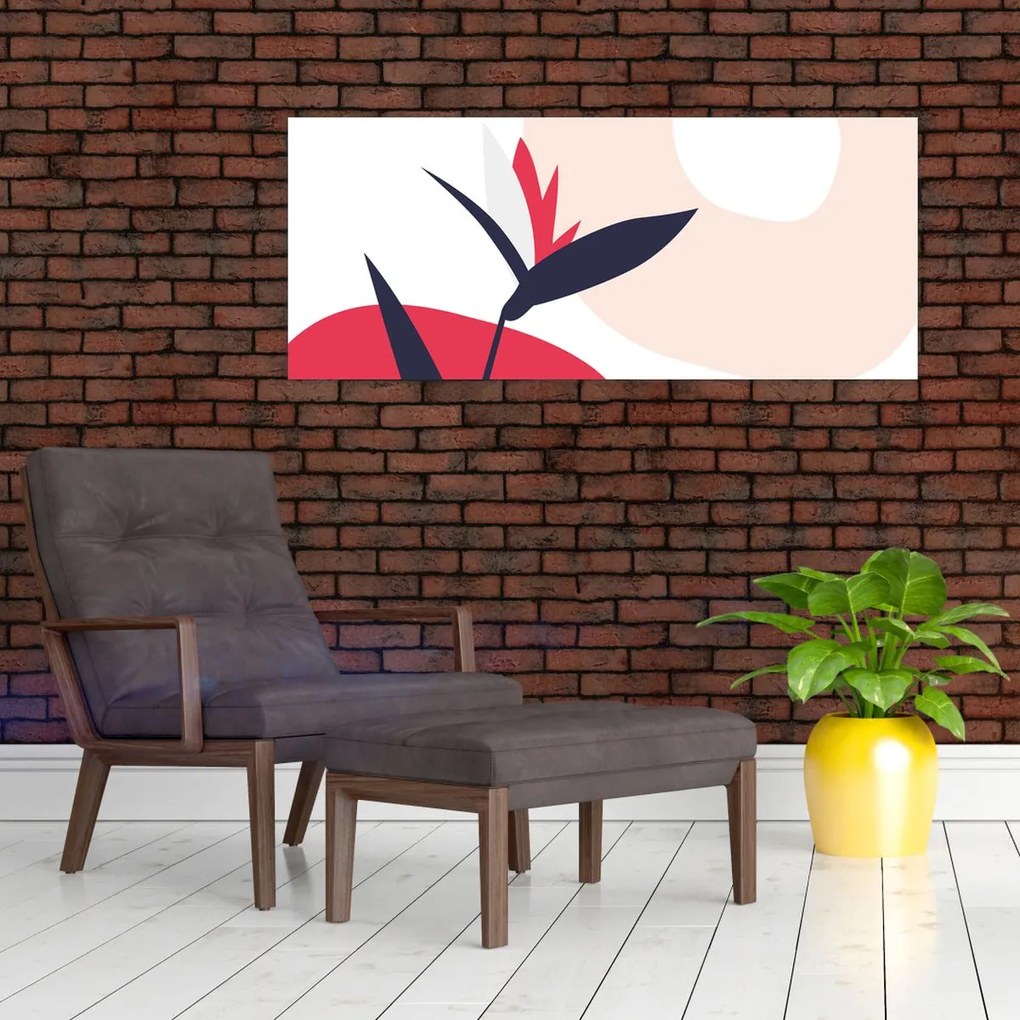 Tablou - Abstracție florală roz N⁰1 (120x50 cm)