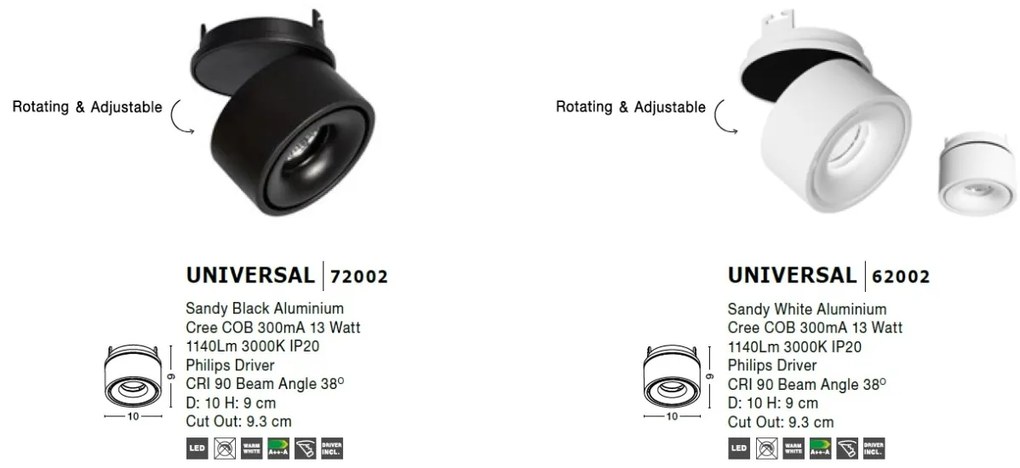 Spot LED directionabil, incastrabil tavan fals UNIVERSAL alb NVL-62002