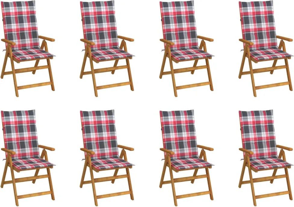 vidaXL Scaune grădină pliabile cu perne, 8 buc., lemn masiv acacia