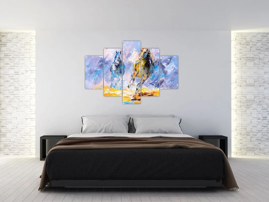 Tablou - Caii alergând, pictură în ulei (150x105 cm)
