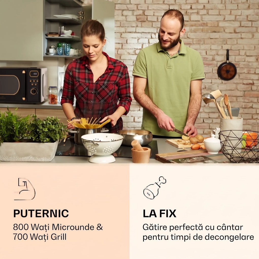 Klarstein Julieta, cuptor cu microunde cu grill, 20 litri, 700 / 800 W, Ø25,5cm, 8 programe