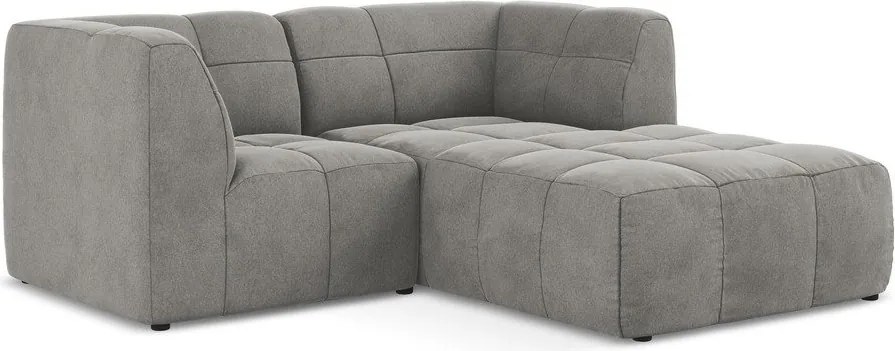 Colțar gri cu tapițerie din catifea (cu colț pe partea dreaptă/cu șezlong) Aloha – Makamii