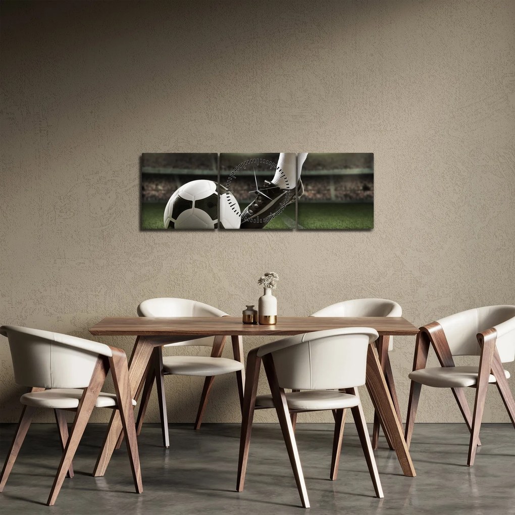 Tablou - Minge de fotbal (cu ceas) (90x30 cm)