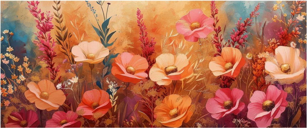 Tablou - Flori de pajiște, pictură (120x50 cm)