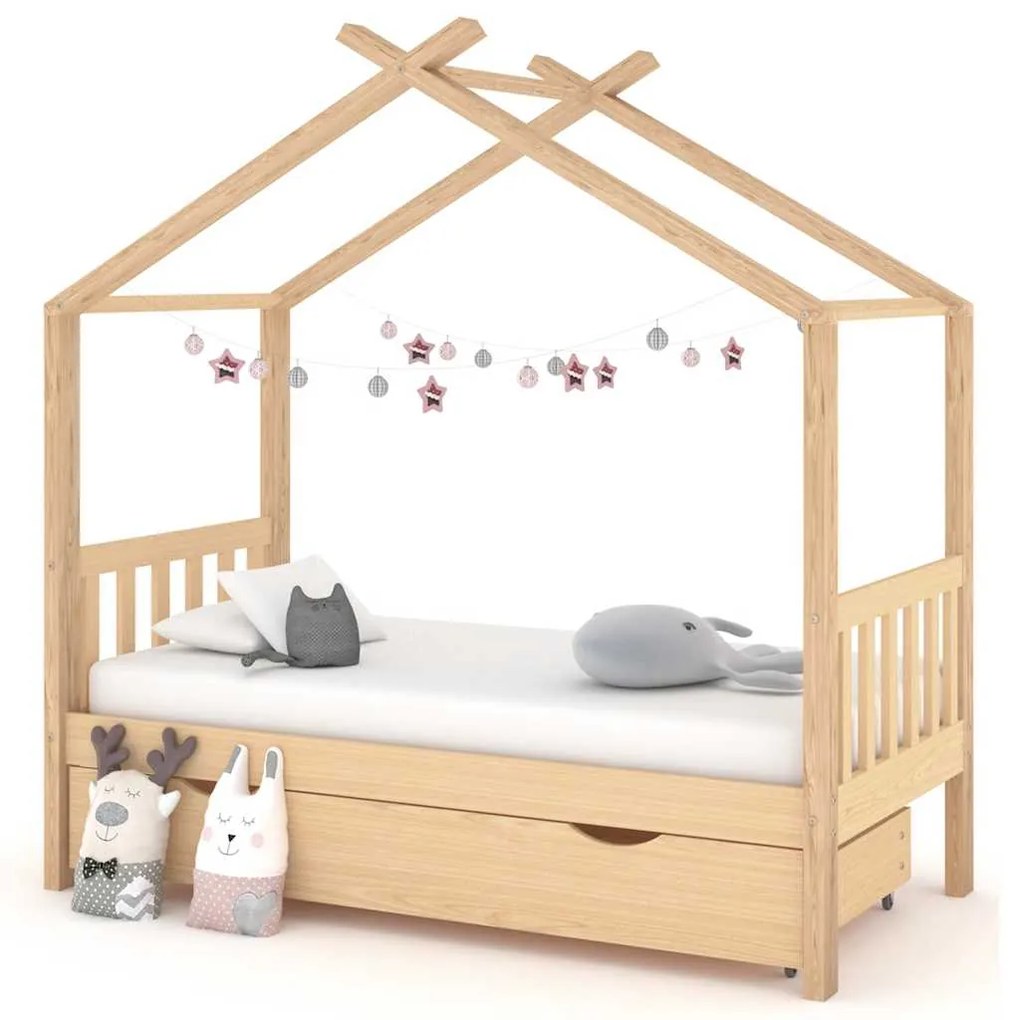vidaXL Cadru pat de copii, cu un sertar, 80x160 cm, lemn masiv de pin