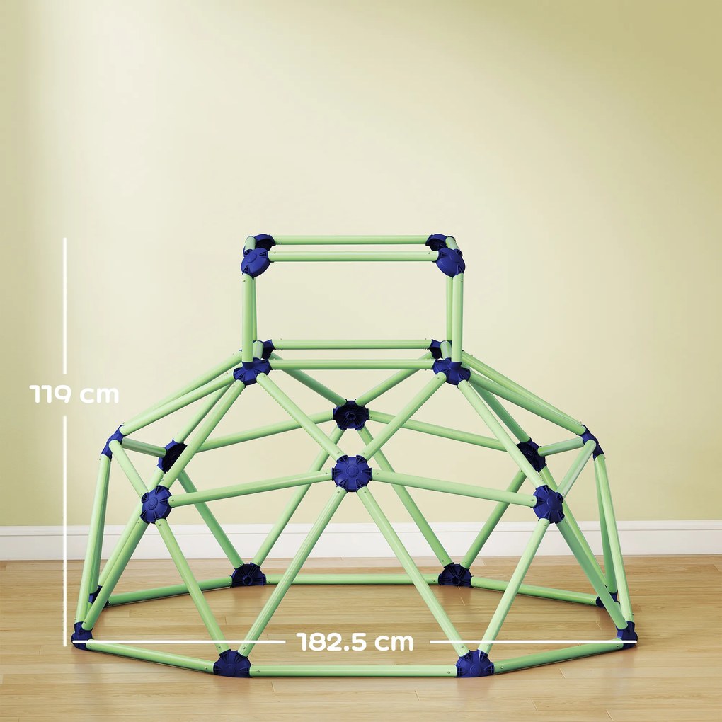 AIYAPLAY Cupolă de Cățărat pentru Copii 3-8 Ani, pentru Interior și Exterior, cu Margini Netede, din Plastic, 182,5x182,5x119 cm, Verde și Violet | Aosom Romania