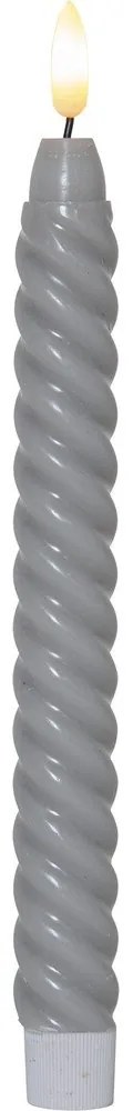 Set de 2 lumânări LED din ceară gri Star Trading Flamme Swirl Antique, înălțime 25 cm