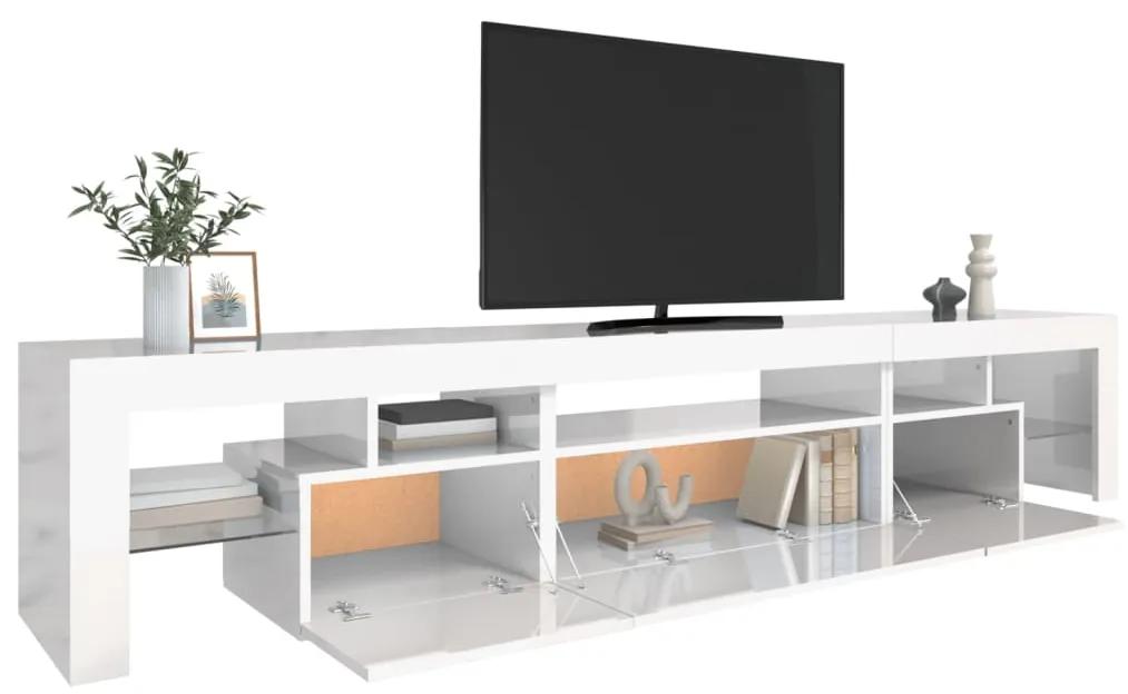 Comoda TV cu lumini LED, alb extralucios, 215x36,5x40cm 1, Alb foarte lucios, 215 x 36.5 x 40 cm