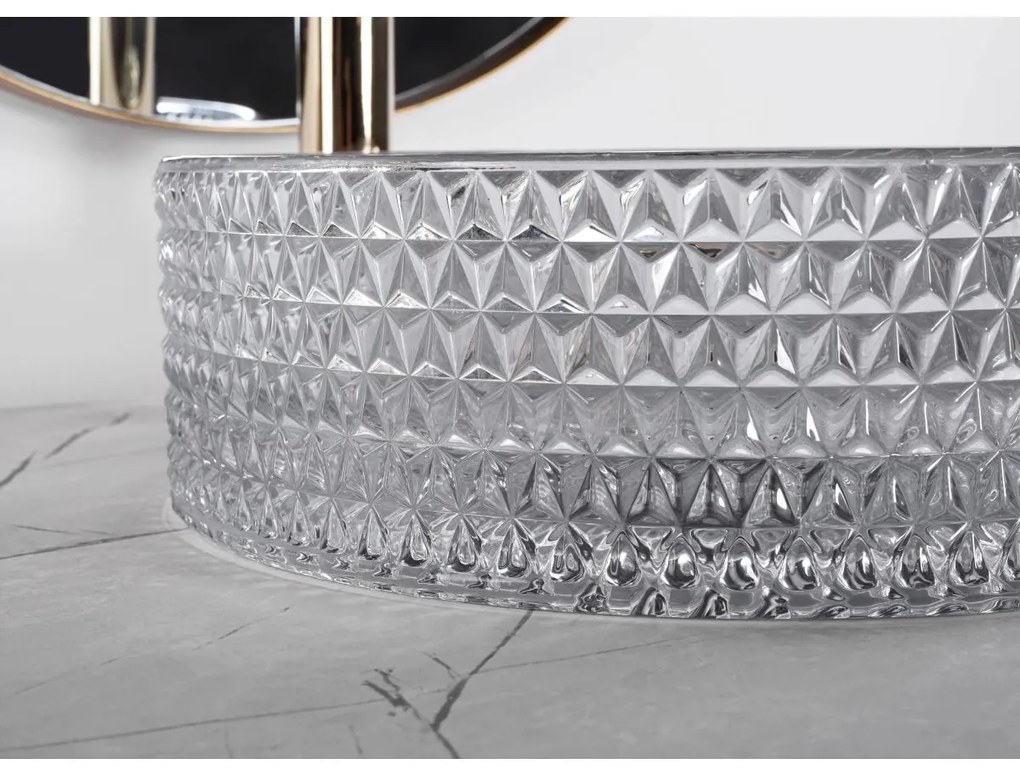 Rea Cristal lavoar 35.5x35.5 cm rotund de blat gri piatra REA-U9615