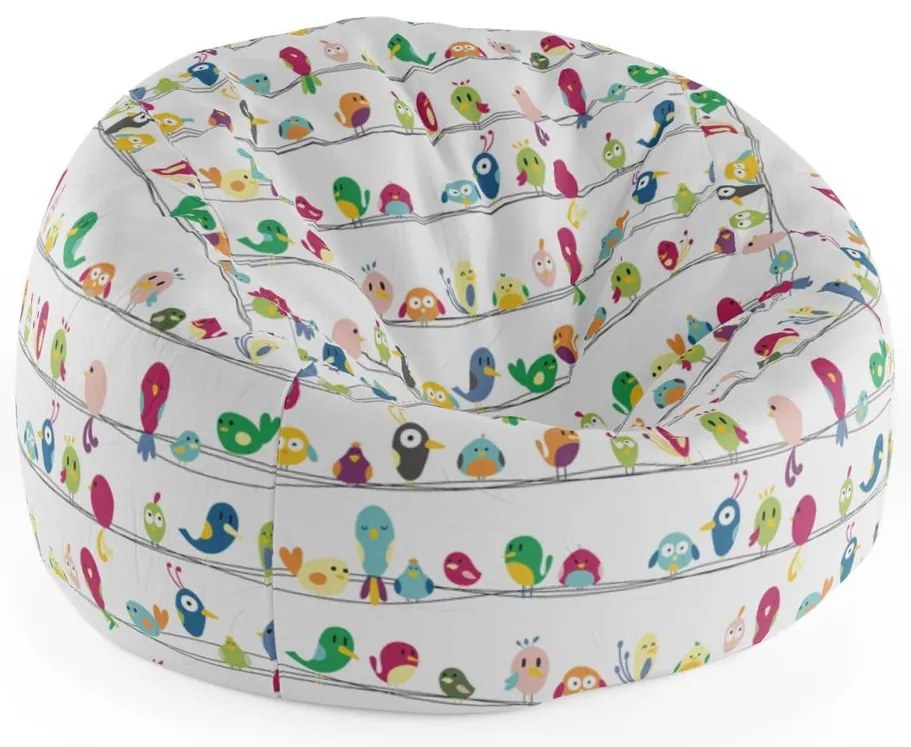 Sac de șezut Cocoon păsărele - pentru copii, alb