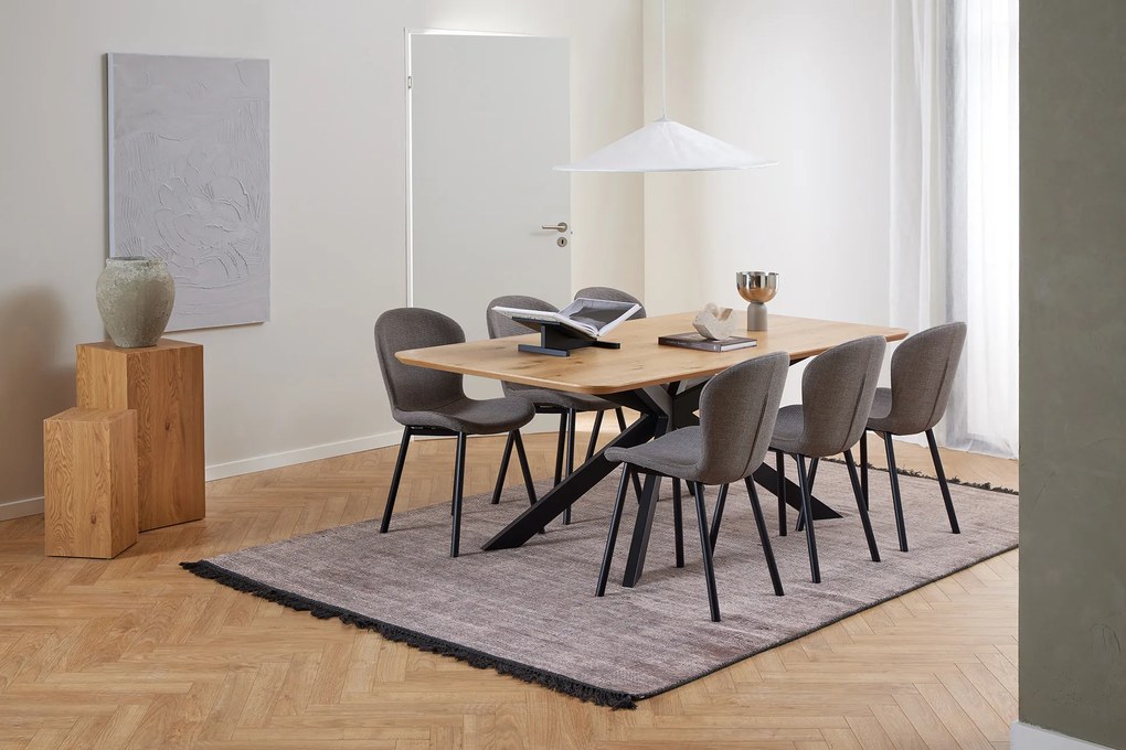 Mazzoni FIORA Gri deschis Taupe (material Basel 34) - SCAUN MODERN TAPIȚAT PENTRU SALON/SUFRAGERIE LOFT