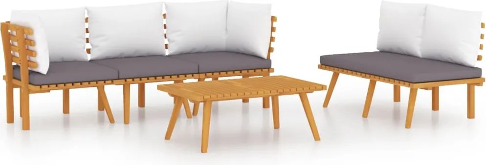 vidaXL Set mobilier de grădină cu perne, 5 piese, lemn masiv de acacia