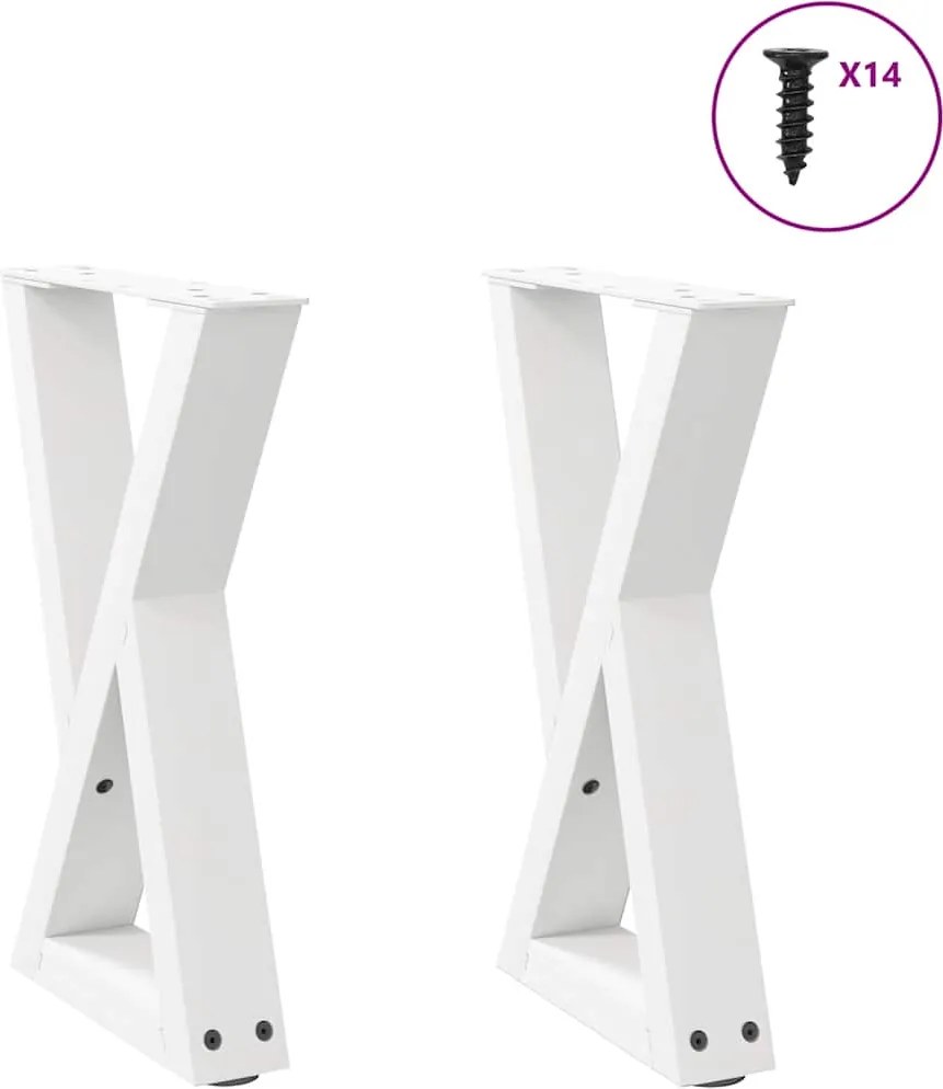 vidaXL Picioare pentru măsuță de cafea, 2 buc., alb, 38x(42-43,3) cm, oțel