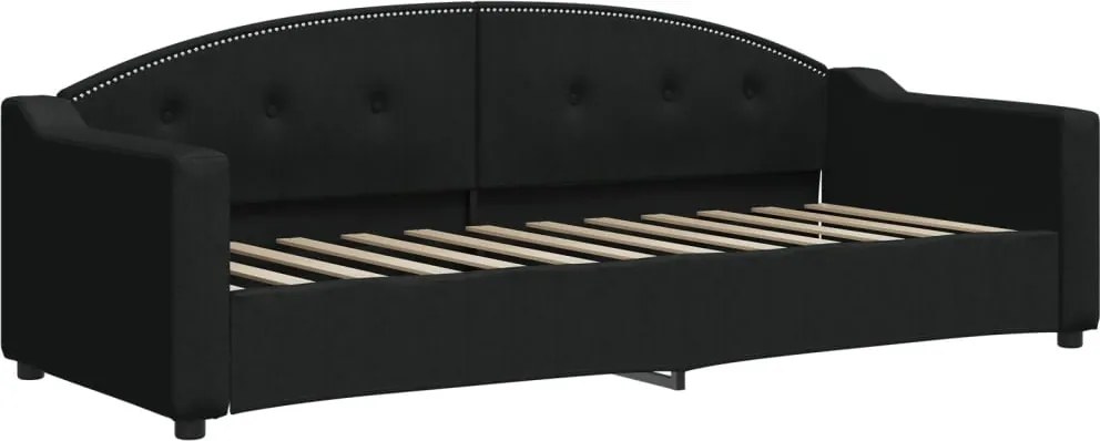 vidaXL Pat de zi, negru, 80x200 cm, material textil