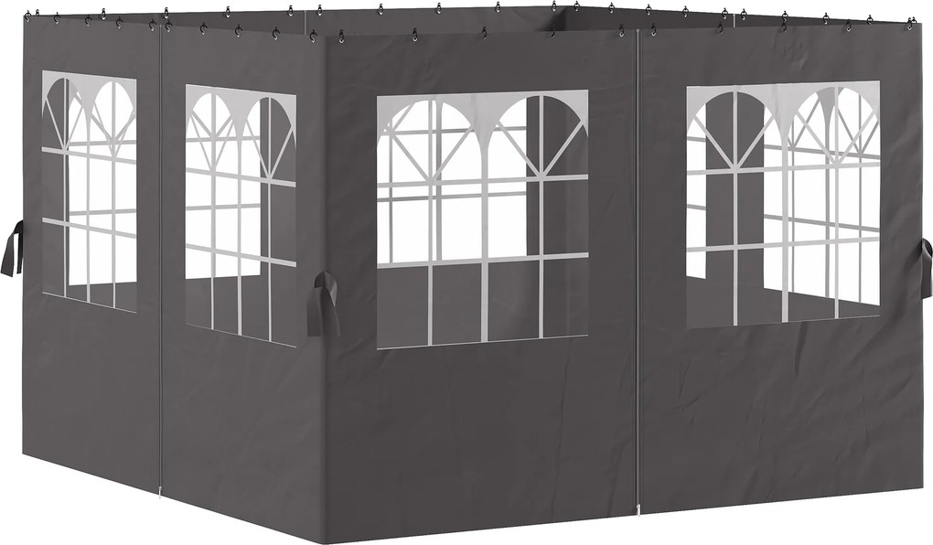 Outsunny Panouri laterale pentru pergolă, 4 panouri laterale pentru pavilion de grădină, cu fermoare, 3 x 4 m pergolă, Gri închis | Aosom Romania