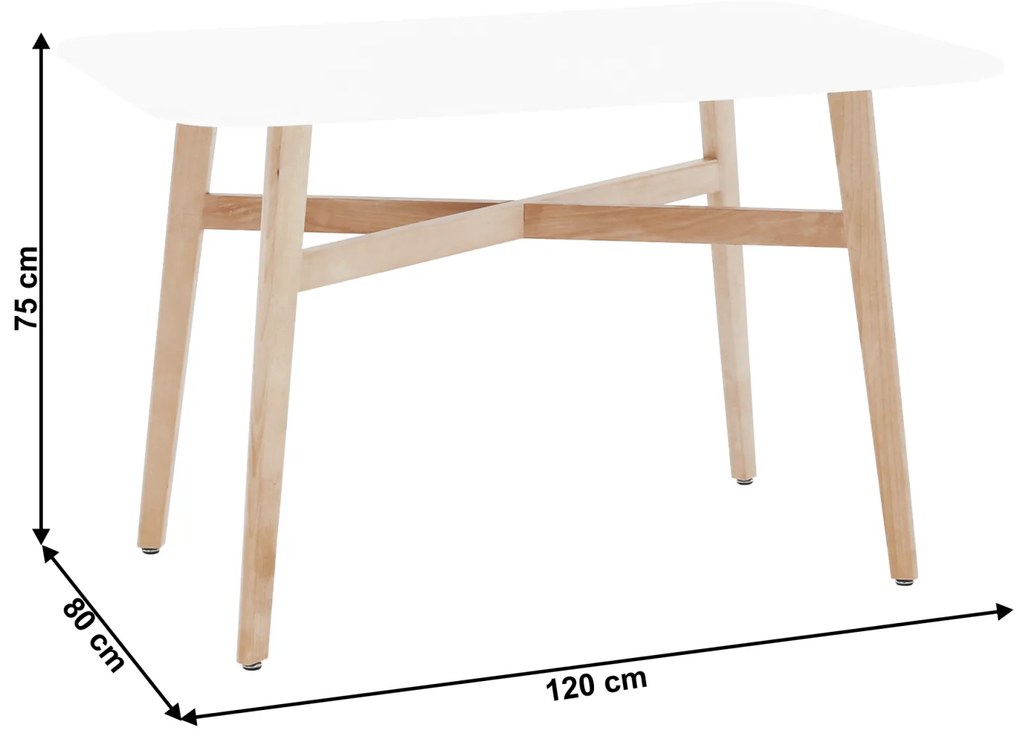 Masa dining, alba natural, 120x80 cm, CYRUS 2 NEW