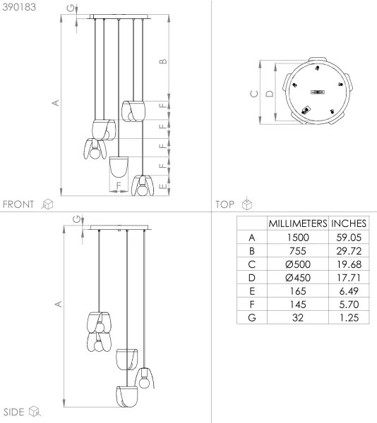 Lustră pe cablu Eglo 390183 SERENARA 5xE27/40W/230V negru/auriu