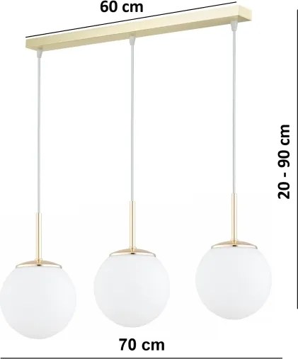 Brilagi - Lustra suspendată pe cablu MILO 3xE27/60W/230V aurie