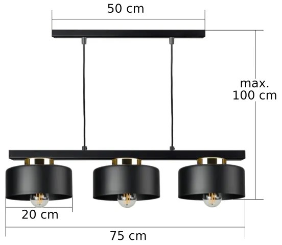 Lustră suspendată pe cablu IGNIA 3xE27/60W/230V neagră