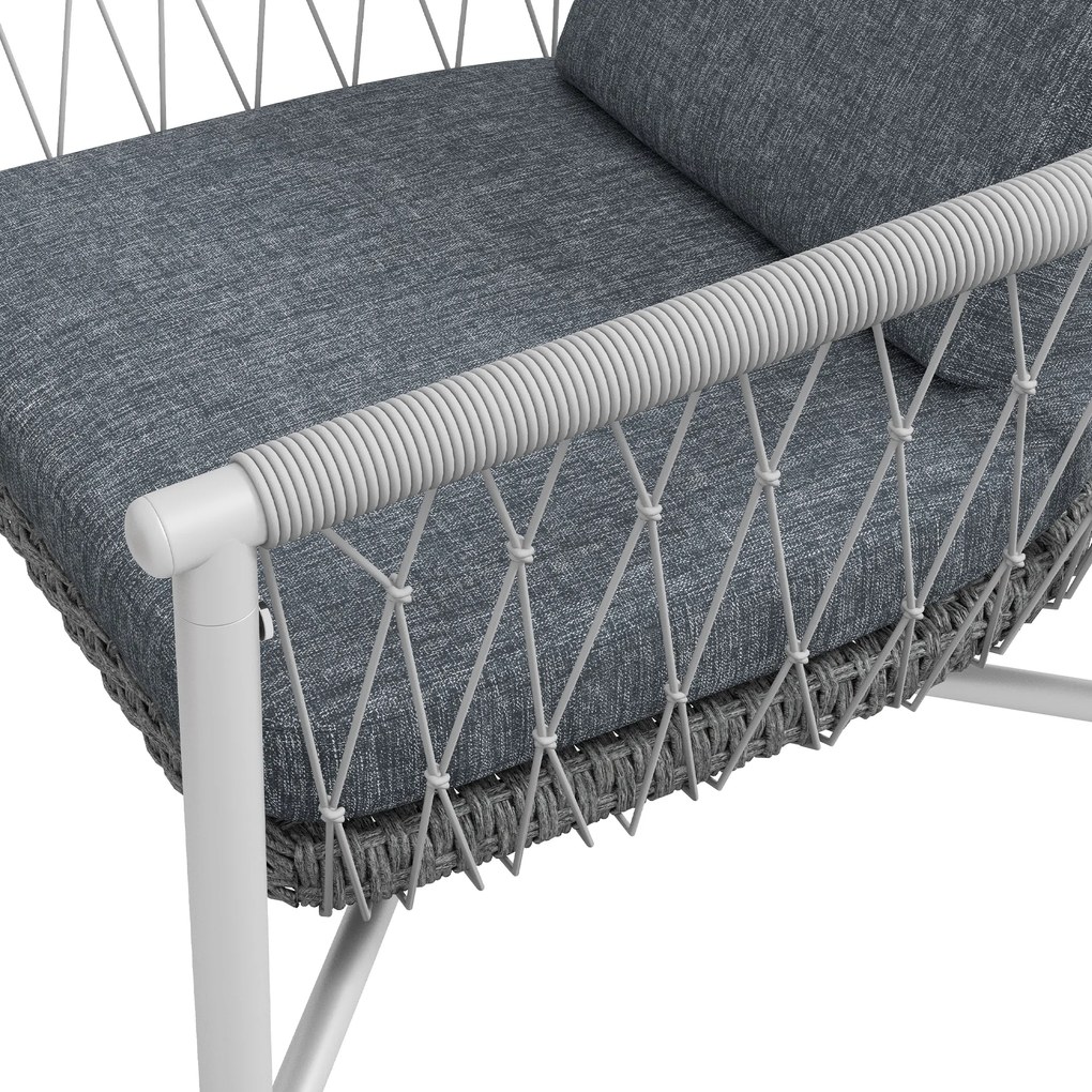 Outsunny Mobilier de grădină, 4 piese, Funcție de leagăn, Perne pentru șezut, Rattan PE, Cadru metalic, Gri | Aosom Romania