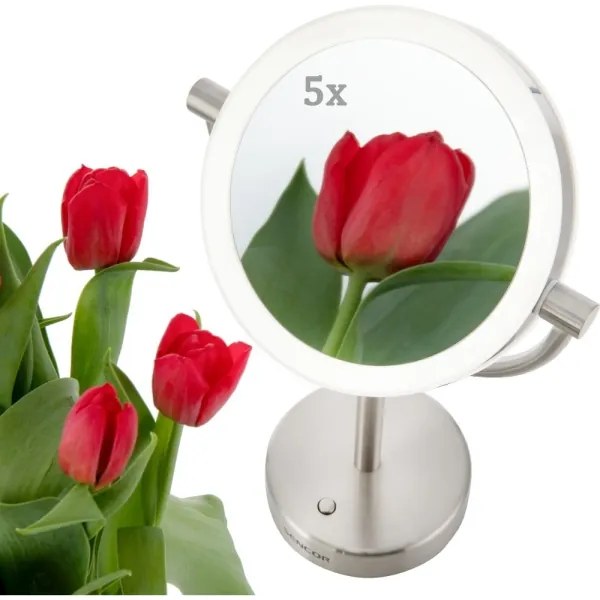 Oglindă cosmetică cu funcție de retroiluminare LED Sencor LED/5W/230V oțel inoxidabil