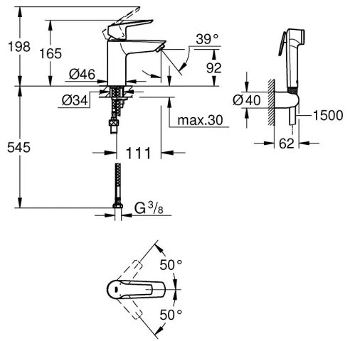 GROHE 231232433 - Baterie pentru lavoar START DN 15, mărime S, neagră