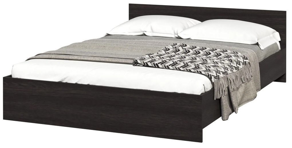 Dormitor Luiza 3U5P, culoare magia (wenge) / alb, cu pat standard 140 x 200 cm, dulap cu 3 usi, comoda si 2 noptiere