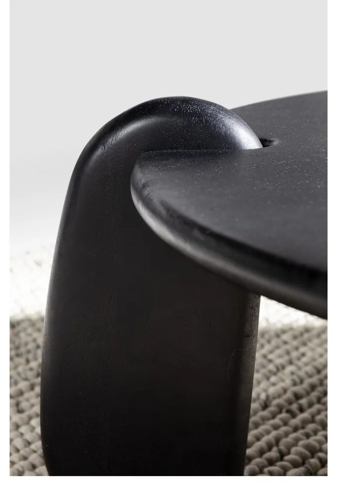 Măsuță de cafea neagră rotundă din lemn de mango ø 80 cm Tamira – MOME