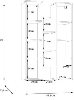 Poliță de perete INAR, stejar/negru