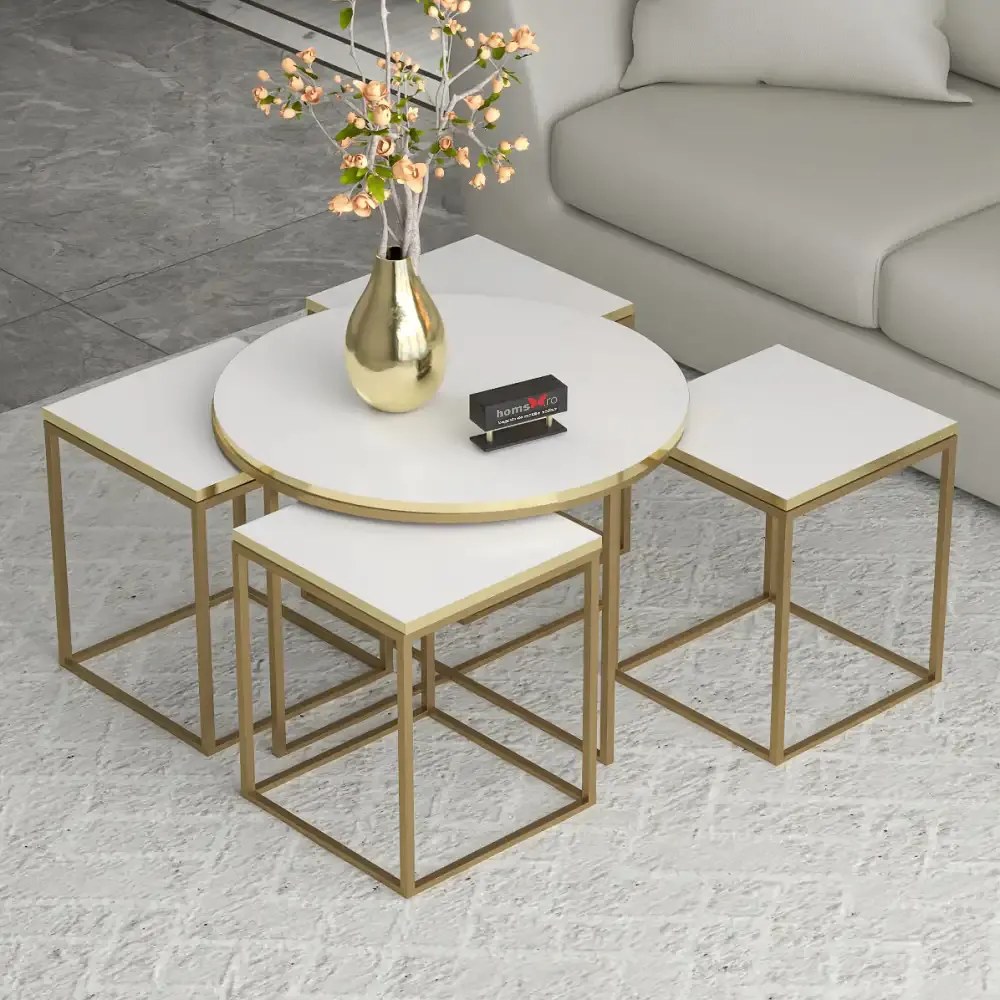 Set masuta de cafea Clarita, negru marmurat, 25072