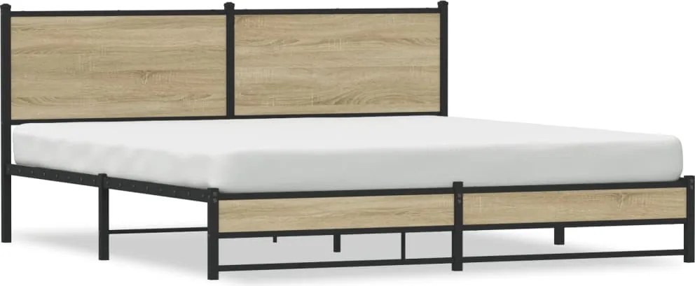 vidaXL Cadru de pat metalic fără saltea, stejar sonoma, 180x200 cm