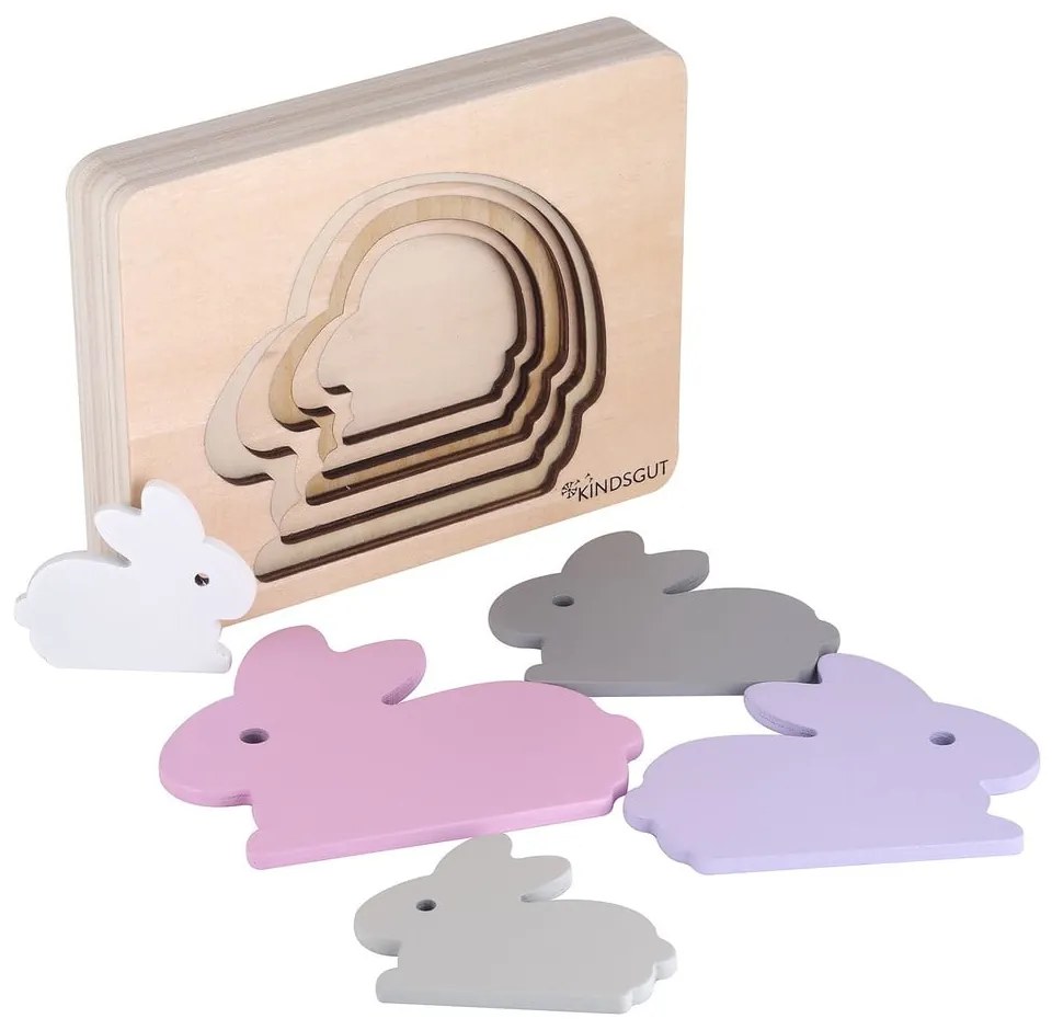 Puzzle din lemn pentru copii Kindsgut Rabbit