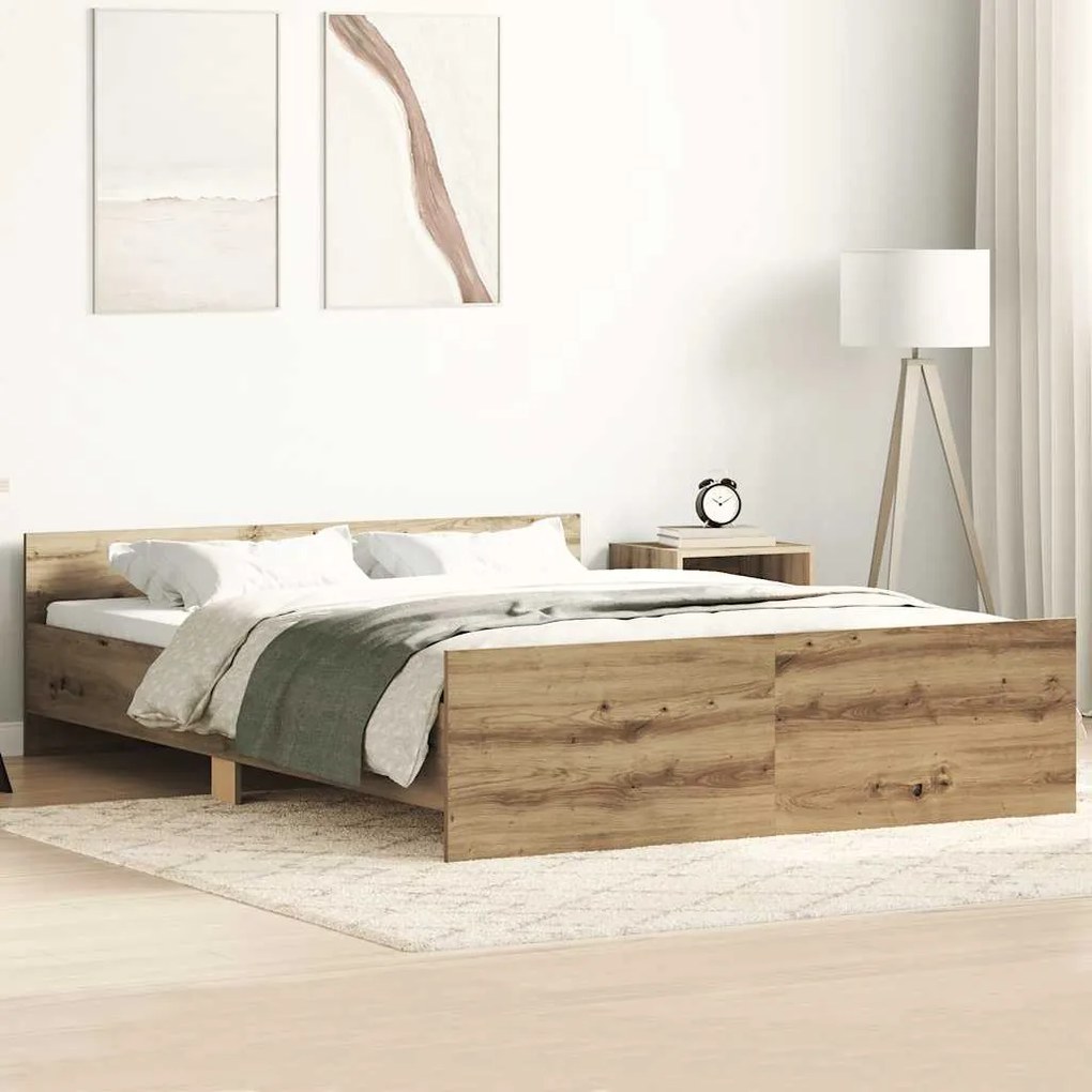 vidaXL Cadru pat fără saltea Stejar Artisan 150x200cm Lemn prelucrat